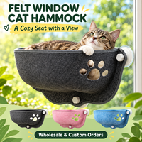 Hamac pour chat en feutre polyester personnalisé avec ventouses et découpe en forme de patte, lit suspendu pour chat, perchoir d'intérieur pour fenêtre – Vente en gros