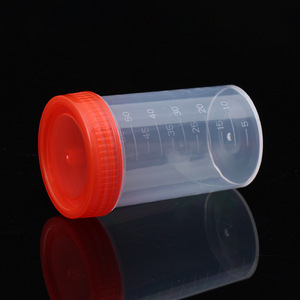Vaso para orina Tamayasu con tapa de rosca de 60 ml, vaso de plástico desechable para muestras para uso en laboratorio - Product Image 1