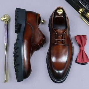 Zapatos de Hombre de Cuero Genuino Estilo Británico - Negros con Suela Gruesa, Forro de Cuero Vacuno, Impermeables, Transpirables, con Aumento de Altura para Otoño - Product Image 6