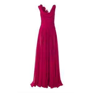 Robe de soirée rouge asymétrique sur mesure, élégante, plissée et drapée, sexy, pour <span class=keywords><strong>femme</strong></span>, vente en gros - Product Image 2