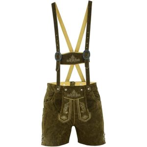 Shorts traditionnels allemands en cuir suédé pour hommes, avec bretelles, costume bavarois pour l'Oktoberfest - Product Image 1