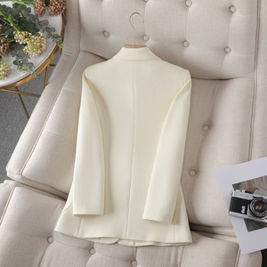 Women's Green Blazer Solid Color Single Breasted Polyester Worsted Suit Jacket For Office Casual Wear - Product Image 4