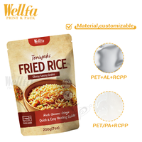 Sachet Doypack en Mylar de 200g, personnalisé, de qualité alimentaire, compatible micro-ondes, pour riz frit Teriyaki, avec encoche de déchirement, en feuille d'aluminium, stérilisable