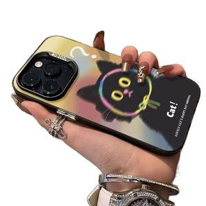 What <span class=keywords><strong>Mean</strong></span> Cat Impression Argent Électrolytique Clé TPU PC Housse de Téléphone Portable pour Iphone 8 Xr Xs Max 11 12 13 14 15 16 17 Air - Product Image 5