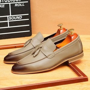 Chaussures Oxford pour hommes en cuir véritable à bout carré, style coréen, formelles, faites à la main, antidérapantes, respirantes et légères - Product Image 3