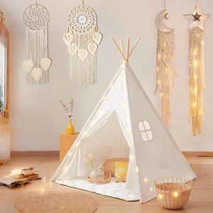 Tapiz de Pared de Macramé Bohemio Hecho a Mano con Cuentas de Madera Ecológicas y Hojas <span class=keywords><strong>para</strong></span> Decoración del Hogar y Dormitorio, Técnicas de Tejido - Product Image 4