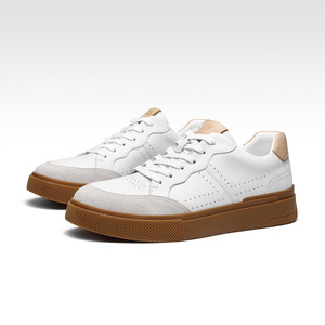 Baskets basses blanches pour hommes, chaussures décontractées à talon moyen, couleur unie, légères, résistantes à l'usure, antidérapantes, en toile, tendance - Product Image 4