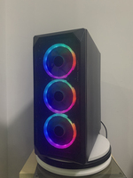 Gabinete ATX para Computadora, Económico, con Ventilador RGB para PC de Escritorio, Paneles de Plástico, Malla Metálica y Ventilador RGB, Torre Media