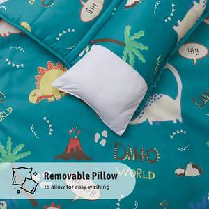 Sac de couchage doux pour enfants, garçons et filles, maternelle, garderie, tapis de sieste enroulable avec oreiller amovible et couverture en minky - Product Image 5
