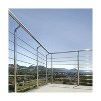 Système de garde-corps de terrasse extérieur PRIMA pour villa traditionnelle, en acier inoxydable 304 brossé, fixation au sol, garantie 5 ans