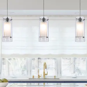 من XiNBEi الحديثة الثريا 1 ضوء البسيطة سقف معلق قلادة مصباح اسطوانة الزجاج المطبخ قلادة ضوء