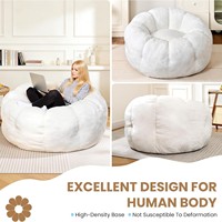 Fauteuil pouf moderne en fausse fourrure moelleuse, rond, confortable, style nuage, canapé paresseux individuel pour salon et chambre à coucher