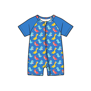 <span class=keywords><strong>Maillot</strong></span> <span class=keywords><strong>de</strong></span> <span class=keywords><strong>bain</strong></span> imperméable à manches courtes avec fermeture éclair pour garçons Zhengpai, en nylon et élasthanne, imprimé, pour la plage des enfants - Product Image 1