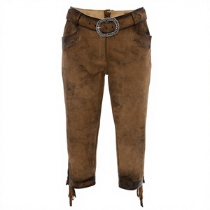 Pantalones Cortos de Cuero Bávaro para Mujer al por Mayor, de Algodón, Cintura Media, Cierre con Cinturón, Transpirables, Casuales, Estilo Vintage - Product Image 1