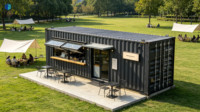 Café en conteneur maritime modifié 40HQ, bar à café préfabriqué en conteneur pour service de restauration en plein air dans les parcs