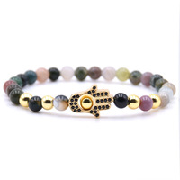Bracelets de perles jaspe à la mode pour hommes, ensemble de perles Dragon/Lion/Panther/dumbell, bouddha, léopard, en pierre naturelle d'agate indienne, 6/8