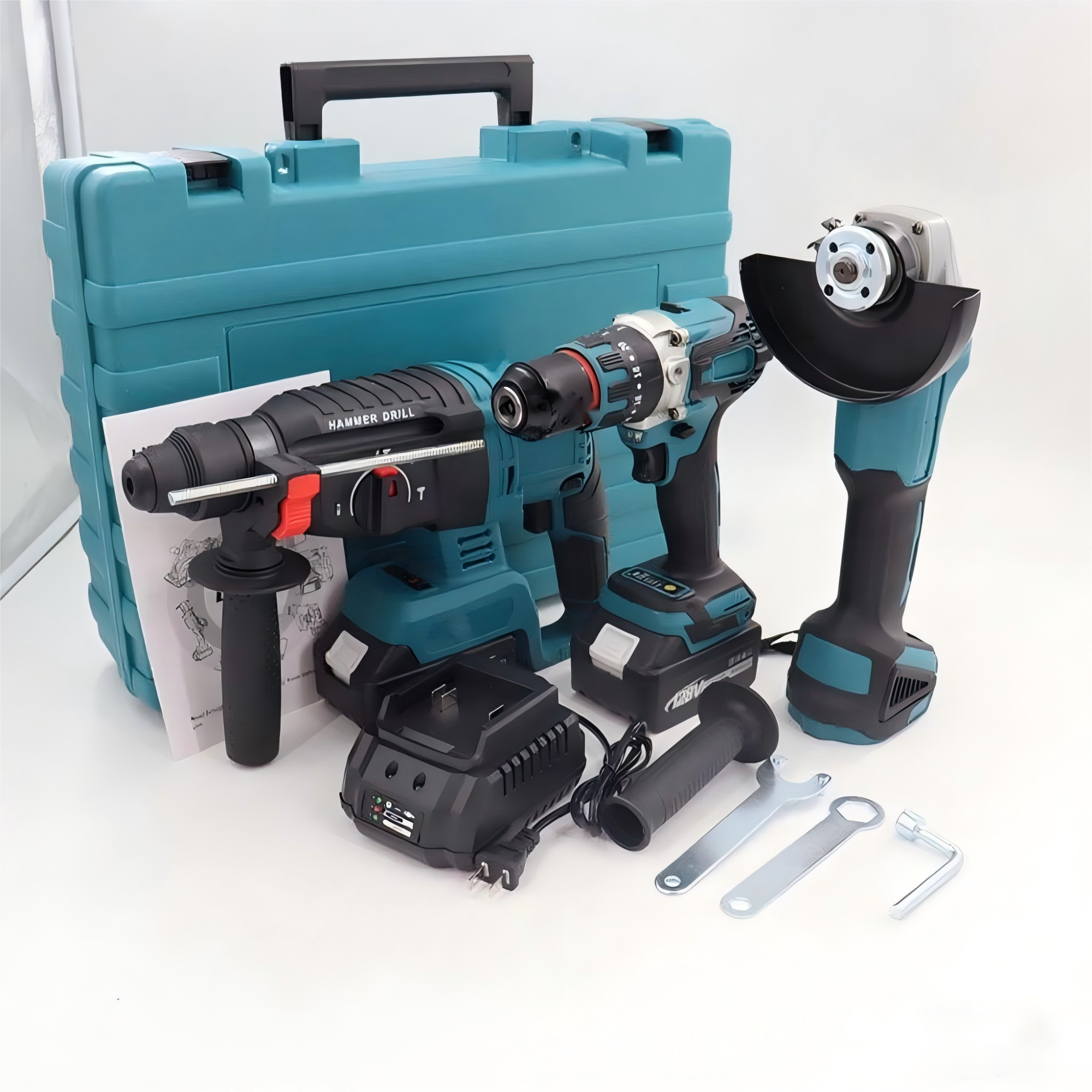 Ensemble marteau-piqueur, perceuse et meuleuse 3 en 1