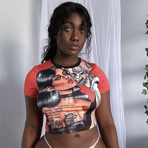 Áo thun nữ tay ngắn, kiểu crop top, in hình thời trang mới mùa hè 2023 - Product Image 2