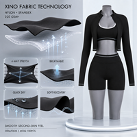Fabricant de vêtements de sport, ensemble de yoga 3 pièces, veste courte zippée, soutien-gorge de sport, short taille haute, vêtements d'entraînement personnalisés avec étiquette privée