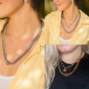 Collar de cadena Kaili estilo Punk Simple con chapado en oro de acero inoxidable grueso declaración <span class=keywords><strong>PIKA</strong></span> Cierre de palanca joyería de moda - Product Image 5