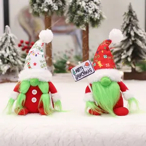 Wholesale Kawaii Christmas Grinch-ed Gnome Faceless Doll Shopping Mall Window Scene Decoration Props