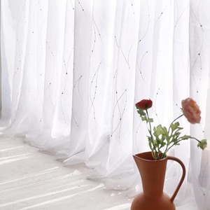 Cortina transparente con ojal <span class=keywords><strong>blanco</strong></span> personalizable JA para dormitorio, semitransparente para sala de estar, decoraciones de primavera para el hogar, <span class=keywords><strong>blanco</strong></span> <span class=keywords><strong>y</strong></span> plateado - Product Image 6