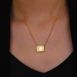 CAIOOCHE เครื่องประดับแฟชั่<span class=keywords><strong>น</strong></span>สแตนเลสสตีล <span class=keywords><strong>ป</strong></span>้องกันการหมอง ขายส่งเครื่องประดับผู้หญิง สร้อยคอจี้รู<span class=keywords><strong>ป</strong></span>หัวใจเรียบง่าย ชุบทอง ของขวัญ - Product Image 2