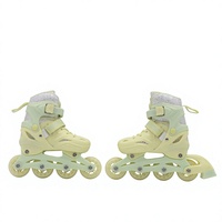 Patins à roulettes en ligne pour garçons et filles, ajustables, à une seule rangée, en maille durable, pour sports de plein air, avec roulements Abec-7