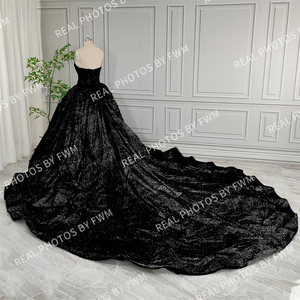 Vestido de Novia Gótico Negro con Lentejuelas y Encaje, Elegante y Lujoso, con Fotos Reales, Alta Calidad, para <span class=keywords><strong>Boda</strong></span>, Modelo 15944 - Product Image 3