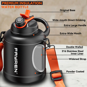 Botella de Agua Aislada al Vacío de Doble Pared FAYREN de 1300 ml y 1600 ml con Correa para el Hombro para Gimnasio y Actividades al Aire Libre - Product Image 4