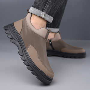 Bottes d'hiver pour hommes, bottines à bout rond, tige synthétique, doublure en fourrure, semelle extérieure en caoutchouc antidérapante, semelle intermédiaire en EVA chaude - Product Image 3