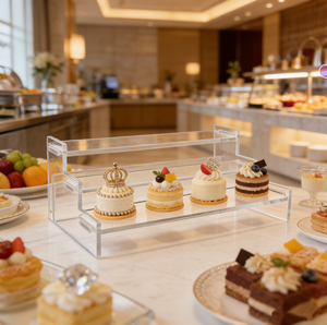 Support d'affichage en acrylique transparent écologique détachable à deux niveaux pour cosmétiques, parfums, desserts, boîtes mystères et figurines - Product Image 4