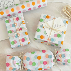 Cute childish <b>colored</b> dot pattern <b>tissue</b> <b>paper</b> handmade gift packaging DIY packaging materials <b>paper</b> gift - Product Image 2