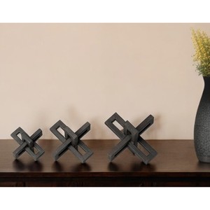 HMS Set di tre 4 \ "in metallo nero sculture da tavolo artigianato arte impianto Design per la casa decorazioni da salotto ornamenti per matrimonio - Product Image 1