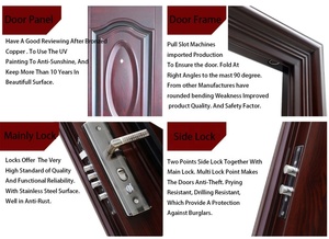 <span class=keywords><strong>Porte</strong></span> <span class=keywords><strong>d</strong></span>'<span class=keywords><strong>entrée</strong></span> en acier <span class=keywords><strong>de</strong></span> <span class=keywords><strong>sécurité</strong></span> moderne personnalisée, aspect bois PVC, avec verre, surface finie imperméable et anti-UV, pour usage hôtelier - Product Image 3