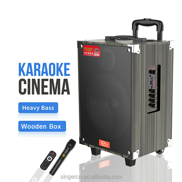 JQS911S Wooden Trolley Portable Bluetooths Speaker Concert DJ KTV Karaoke Mobile Phone Audio Player Mic Box Included
