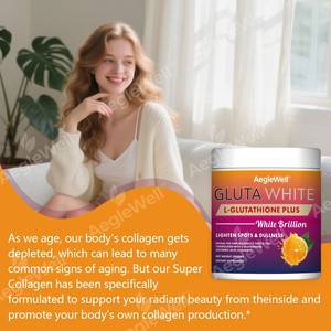 ผงเสริมอาหาร Aeglewell OEM Gluta White L-กลูตาไธโอน พลัส วิตามินซี ช่วยให้ผิวขาวกระจ่างใส <span class=keywords><strong>คอ</strong></span><span class=keywords><strong>ล</strong></span><span class=keywords><strong>ล</strong></span>าเจน สำหรับดูแลผิว - Product Image 4