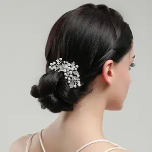 Pente de cabelo de cristal com strass brilhante para mulheres, pente de noiva elegante e luxuoso para banquetes e festas