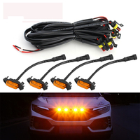 Juego de 4 Luces LED Universales para Parrilla de Coche, Nuevas Luces de Circulación Diurna y Antiniebla con Luces Amarillas/Ámbar y Arnés de Cables