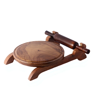 Premium Eco-Friendly Wooden Chakla Belan Set Stand Handcrafted <b>Rolling</b> Board <b>Pin</b> Roti Chapati Making Traditional Kitchen Tool - Product Image 1