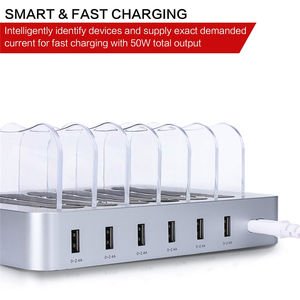 <span class=keywords><strong>2022</strong></span> produits tendance OEM ODM Portable chargeur cc prise ca 50w organisateur de bureau téléphone intelligent multi-ports 6 USB Station de charge - Product Image 3