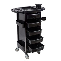 Chariot de Salon Professionnel en Plastique Noir avec Roues pour Outils de Coiffure et Esthétique - Vente en Gros Usine