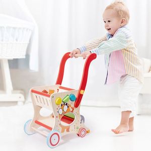 Jouets promotionnels : Chariot de courses en bois pour enfants, chariot de supermarché à pousser, voiture jouet pour tout-petits - Product Image 2