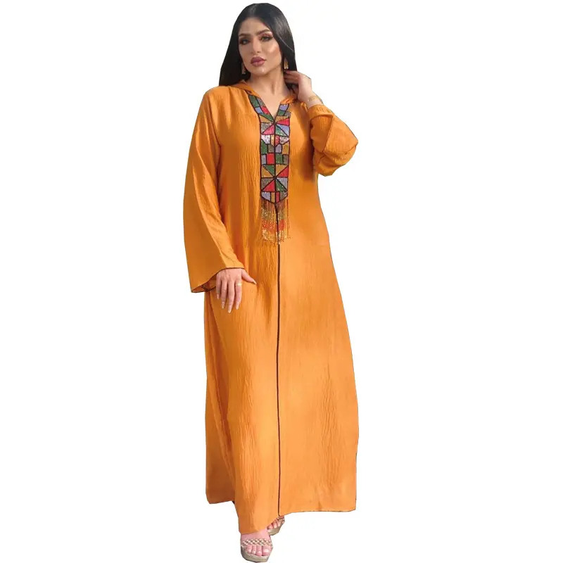 Vestido longo com capuz e aba de ouro para muçulmanos, capa árabe, manto muçulmano, Abaya Dubai, Abayah, vestidos casuais islâmicos, roupa islâmica