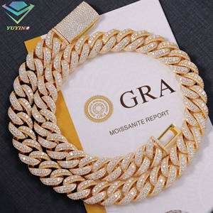 Heavy Piece Hip Hop 22MM Full Iced Out Gran <span class=keywords><strong>Moissanite</strong></span> Cadena elevada S925 Chapado en oro rosa VVS Diamante Collar de cadena de eslabones cubanos - Product Image 6