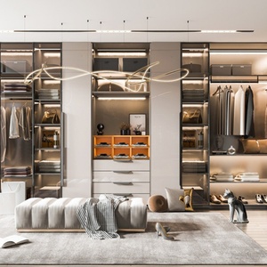 Armoire de chambre d'appartement : Dressing ouvert avec ensemble de rangement intégré et coiffeuse, design multifonctionnel - Product Image 3