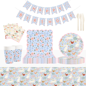 DAMAI <b>Easter</b> Theme Spring Theme Party Decoration with Bunny Disposable Party Paper Plate <b>Cup</b> Napkin Tableware Set for Kid Party - Product Image 1