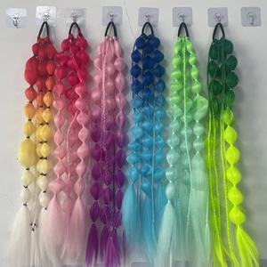 Venta al por mayor Cadena Ombre Fibra Pelo Sintético Trenzado Cola de Caballo Extensión Twist Bubble Jumbo Trenzas Cola de Caballo