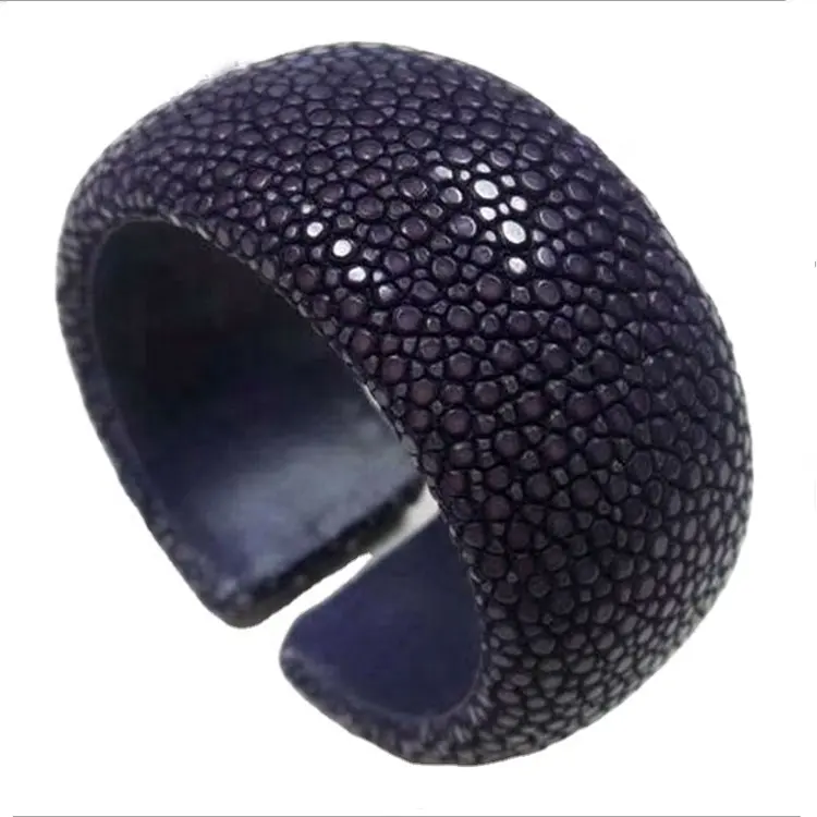 Fashion Cuffs Armband aus echtem Stachel rochen Kunden spezifischer Armreif, breites Leder armband aus Edelstahl