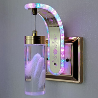 Applique murale moderne créative en acrylique avec fleurs séchées, petite lampe murale LED élégante pour chambre à coucher, salon, éclairage décoratif
